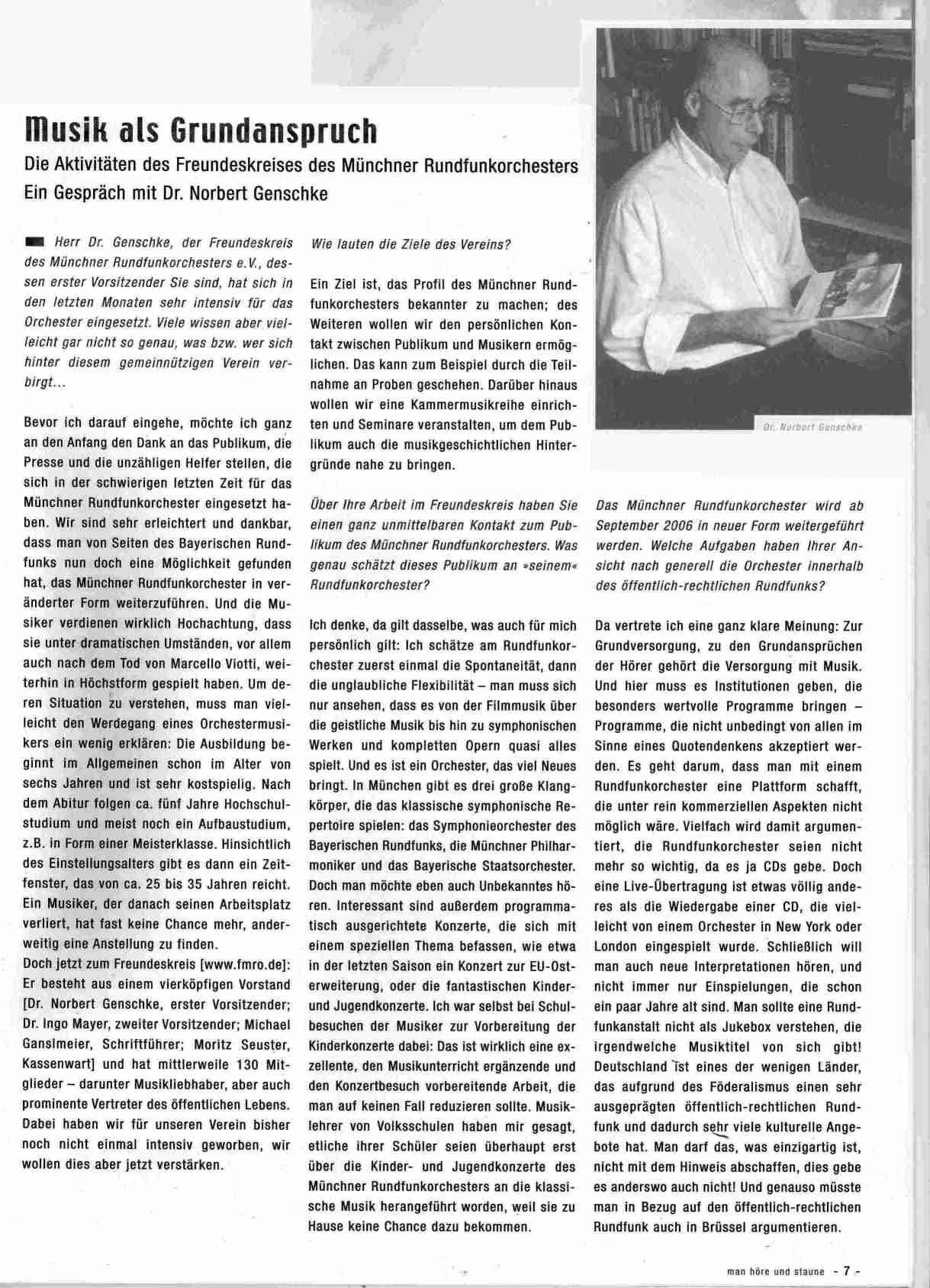 Interview in “man höre un staune” vom Mai 2004